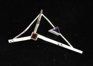 lot 22 image: Impressive Modernist Sterling Silver Brooch wGemstones by Zbigniew Chojnacki