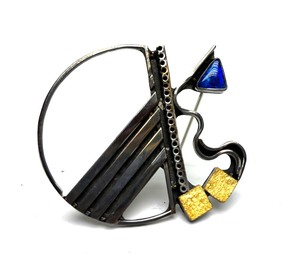 lot 2 image: Excellent Modernist 21K Gold & Sterling Silver Brooch