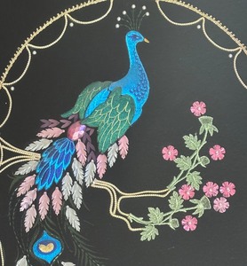 lot 76 image: Vintage Embellished Embroidered Fabric Artwork with Sequin Accents
