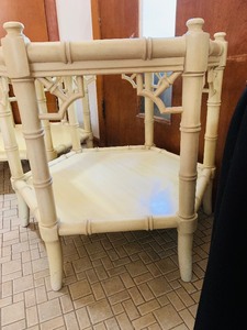lot 42 image: Pair of Vintage Thomasville Fretwork Octagonal Faux Bamboo Side Tables