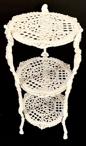 lot 47 image: Beautiful Vintage White Three Tiered Plant  Decor Stand