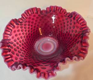 lot 117 image: Fenton Plum Opalescent Hobnail 9 Bowl