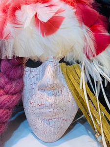 lot 59 image: Feather Mask Wall Decorative Wall Hanging