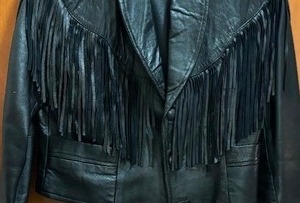 lot 168 image: Vintage Black Fringed Coat  Jacket by Pioneer Wear