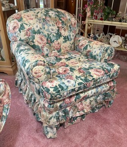 lot 176 image: Vintage Levitz Chair with Coordinating Ottoman