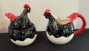 lot 236 image: Chicken Motif Creamer Pitcher and Sugar Dish by One Hundred 80 Degrees