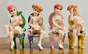 lot 215 image: Vintage Beautiful 4 Ballerinas Posed on Chairs