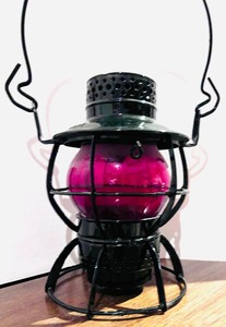 lot 14 image: Antique Dressel Arlington NJ Railroad Lantern with Red Globe by N.Y.N. H&H.R.R