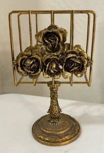 lot 316 image: Vintage Hollywood Regency Style Gold Colored Hand Towel Holder and Dixie Cup Dispenser
