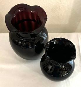 lot 326A image: Two Black Amethyst Glass Vases