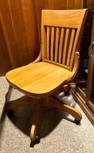 lot 348 image: Vintage Wooden Chair on Casters
