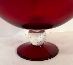 lot 354 image: Radiant Red Bowl with Controlled Bubbled Stem