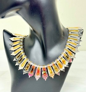 lot 303 image: Vintage Monet Statement Gold and Silver Tone Necklace and Vintage Bracelet