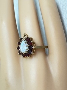 lot 313 image: Vintage Opal and Garnet Ring