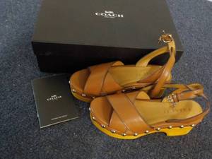 lot 75 image: Coach Astor Semi Matte Calf Saddle Sandals size 5.5 NEW