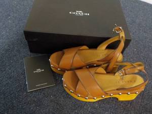 lot 76 image: Coach Astor Semi Matte Calf Saddle Sandals size 5.5 NEW