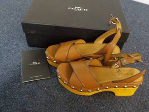 lot 78 image: Coach Astor Semi Matte Calf Saddle Sandals size 5.5 NEW