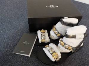 lot 86 image: Coach Eleanor Mirror Metallic Gun Metal Sandals size 7.5 NEW