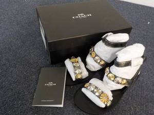 lot 87 image: Coach Eleanor Mirror Metallic Gun Metal Sandals size 7.5 NEW