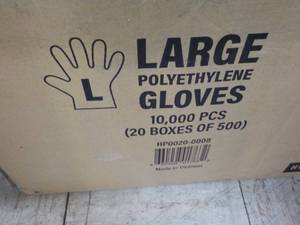 lot 100 image: 10,000 Single Use size Large Polyethylene Gloves