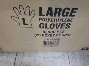 lot 101 image: 10,000 Single Use size Large Polyethylene Gloves