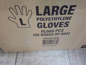 lot 102 image: 10,000 Single Use size Large Polyethylene Gloves
