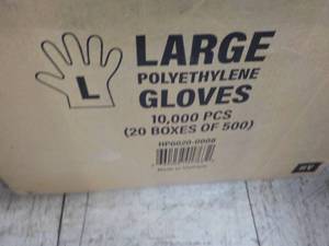 lot 103 image: 10,000 Single Use size Large Polyethylene Gloves