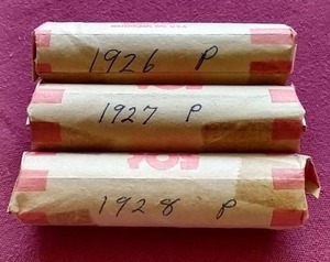 (3) Wheat Penny Rolls - 1926, 1927, 1928