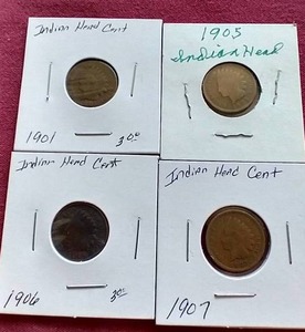 (4) Indian Head Pennies - All Different Years