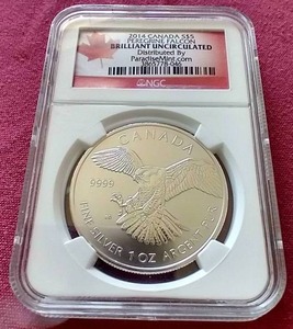 1914 Canada 1 Oz. Silver Peregrine Falcon Coin - NGC BU