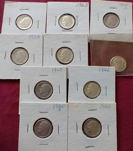 (10) 90% Silver Roosevelt Dimes