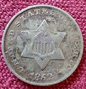 1852 Silver 3 Cent Coin - VERY Rare