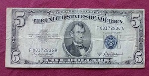1953-A Silver Certificate $5 Note