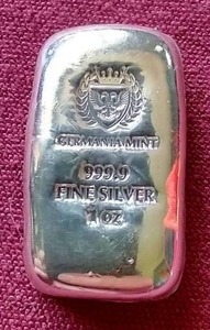 Poured 1 Oz. Silver Bar