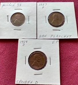 (3) Die CrackError Wheat Pennies