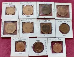 (11) Vintage Great Britain Pennies & Half Pennies