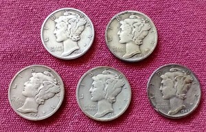 (5) Mercury Dimes