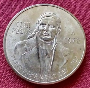 1978 Mexico Silver 100 Pesos Coin