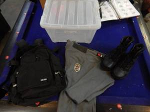lot 18 image: Tactical Boots, Backpack and  Security Shirt