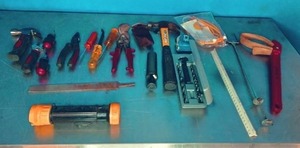 Mixed Tools Hammer, File, Utility Cutter, Screwdrivers, Wrench, Etc.