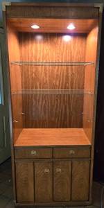 lot 7 image: Mid Century Thomasville Campaign Style Display Cabinet