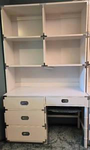 lot 4 image: Vintage Dixie CAMPAIGNER Desk with Hutch Shelving Set