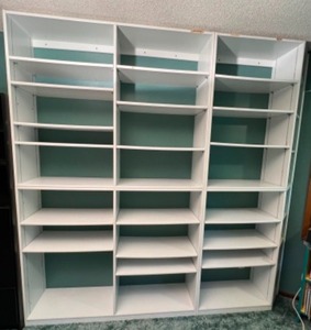 lot 12 image: Large White Laminate Bookshelf Wall Unit Library