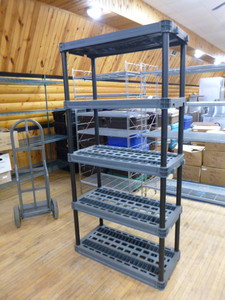 lot 128 image: Plano 5-Tier Plastic Shelving
