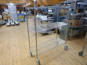 lot 135 image: 3-Tier Wire Shelving on Casters