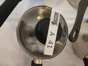 lot 41A image: 4 STAINLESS STEEL PANS 1 IS NSF