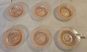 lot 1A image: ENGLISH HOBNAIL PINK BOWLS