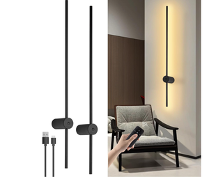lot 305 image: Set of 2 LED Wall Sconce Set of Two, USB Rechargeable Battery Operated Wall Lights Indoor, Dimmable with Remote Control