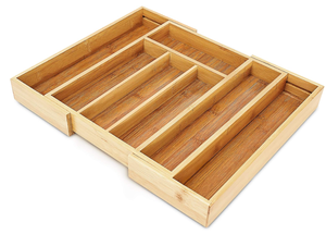 lot 322 image: LOT OF 2 Expendable Bamboo Kitchen Drawer Organizer