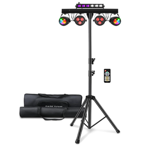lot 326 image: DJ Lights Package with Bag, DJ Light for Parties with Stand Sound Activated, DMX & Remote Control, Portable Gig Bar Lights LED Stage Lighting System for Band